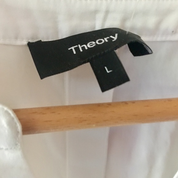 NEW Theory White Cotton Button Back Popover Tunic High/Low Hem Split Back Large - Picture 8 of 15